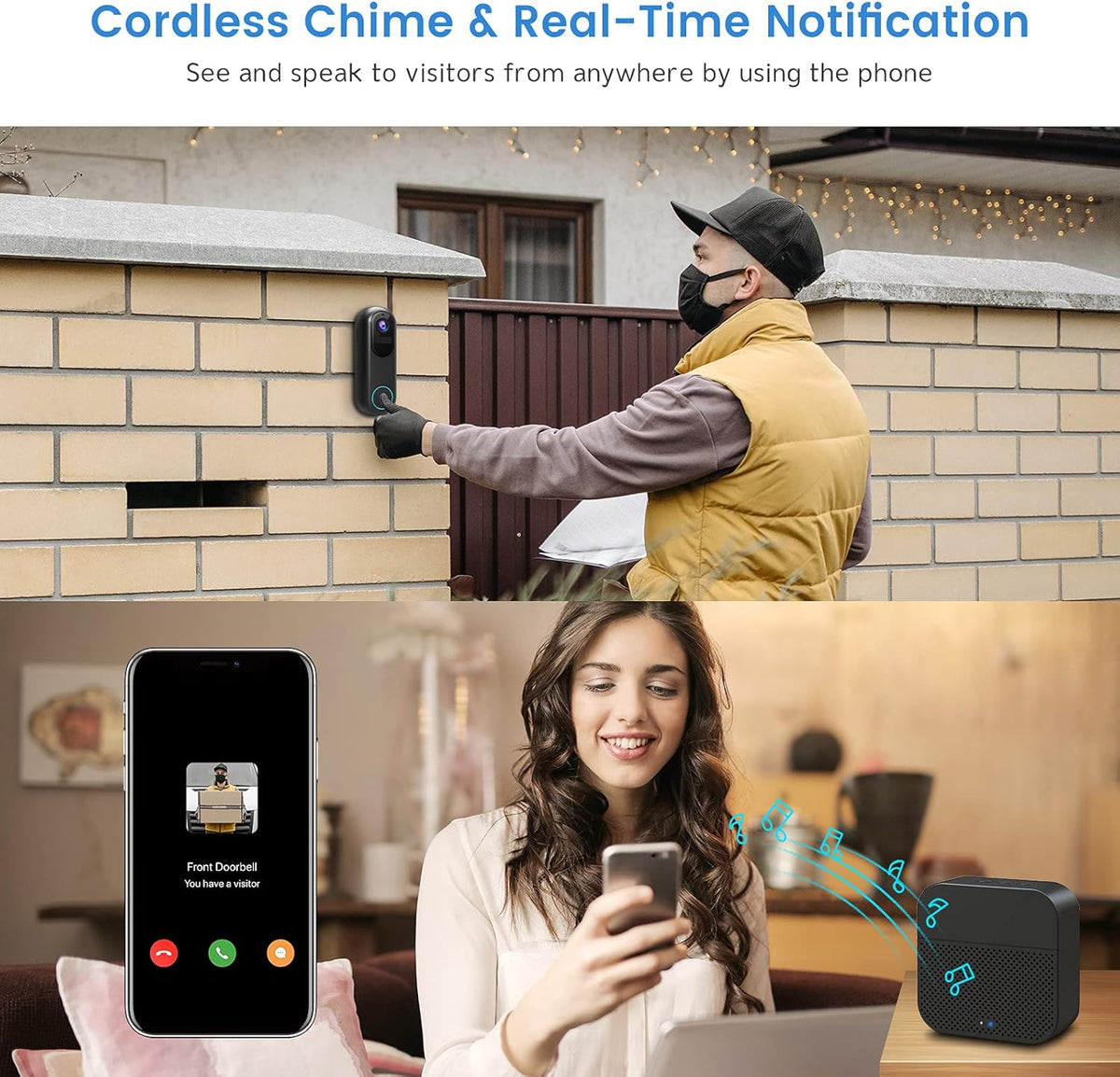 1080P HD Wireless Video Doorbell Camera with Chime I951