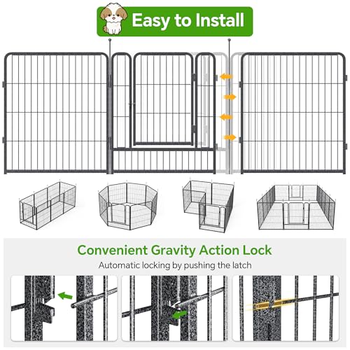 40" Height 8 Panels Portable Foldable Dog Playpen with Anti-Rust Coating K320