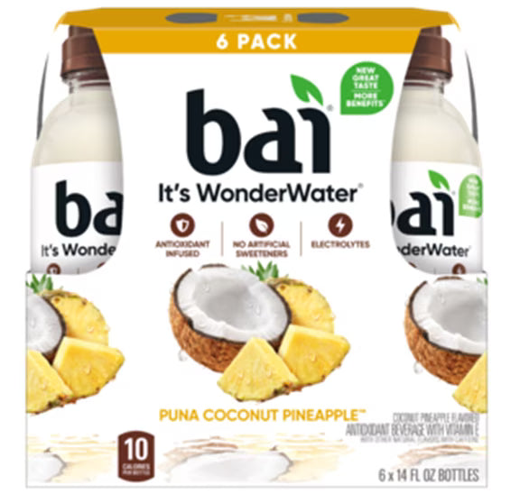 Antioxidant Infused Coconut Pineapple Flavored Water, 14 fl oz, Pack of 12 V2884