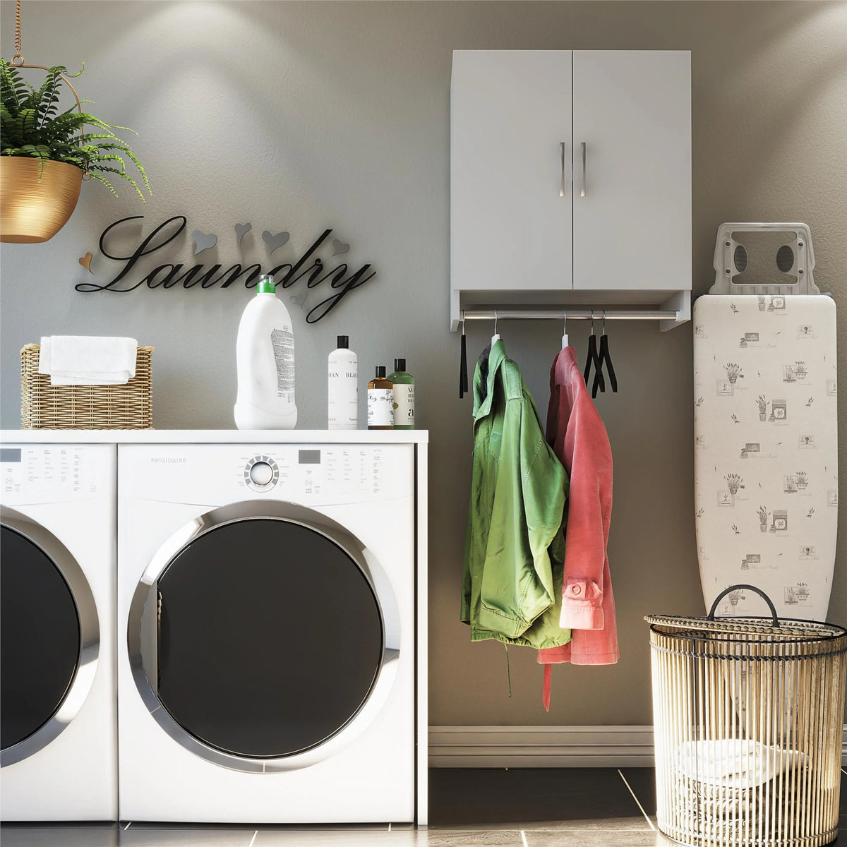 2 Door Wall Storage Cabinet with Hanging Rod X442