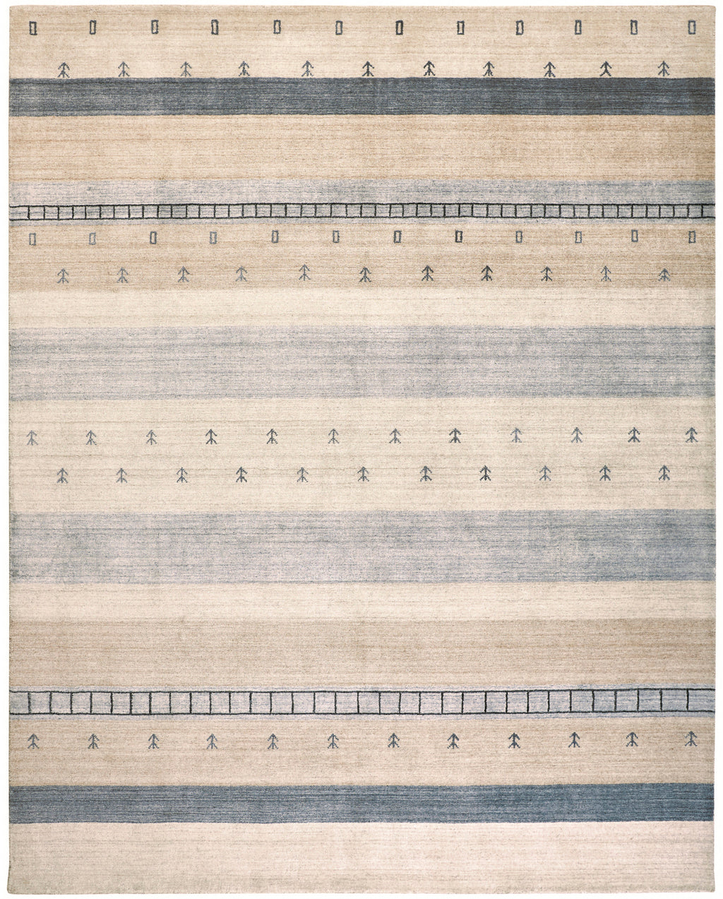 Ivory Tan Gray Handmade Area Rug Z4743