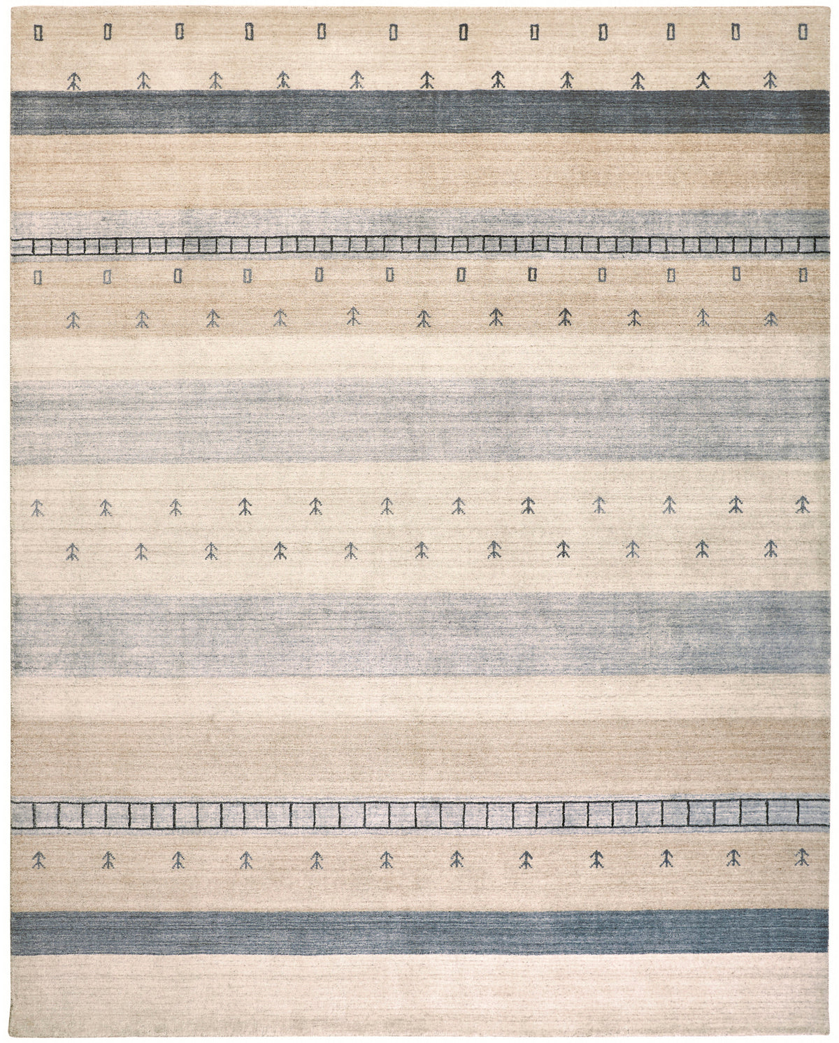 Ivory Tan Gray Handmade Area Rug Z4743