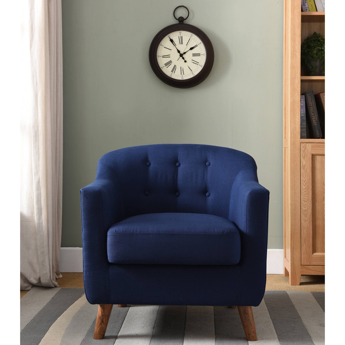 Light Blue Fabric Barrel Club Chair R886941