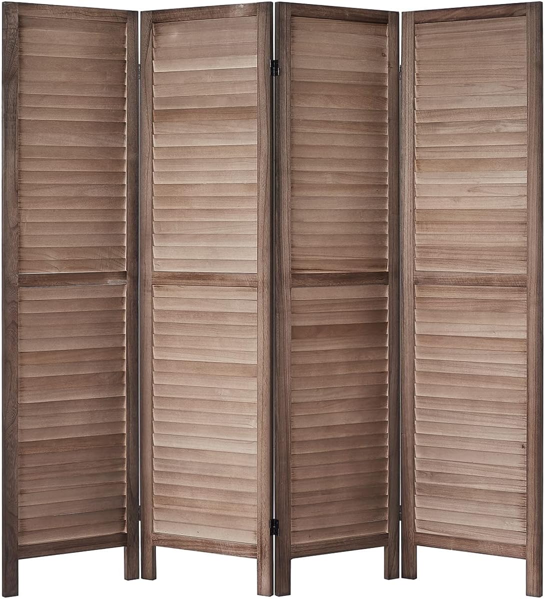 4 Panel Brown Wood Room Divider F816173