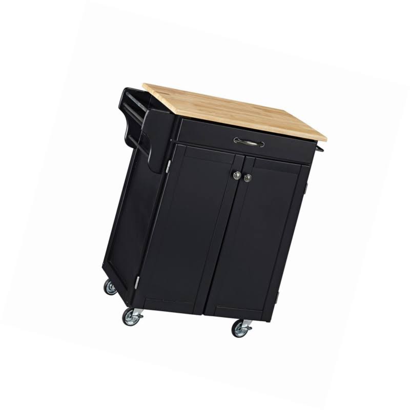 Black Kitchen Cart with Wood Top V916