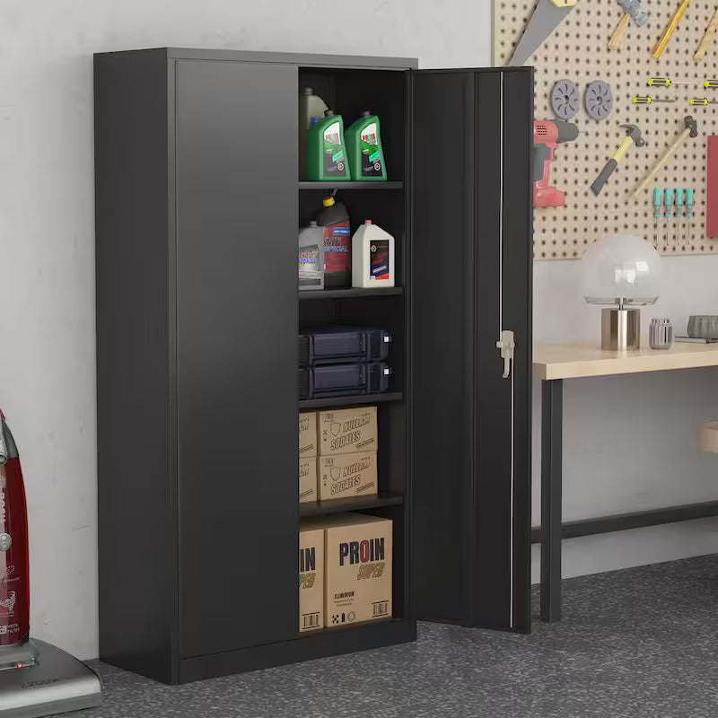 Metal Storage Cabinet Set in Black J25441
