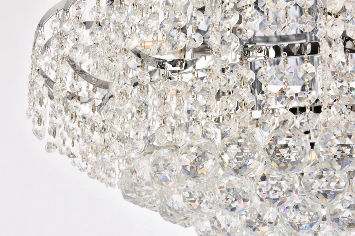 10 Light Chrome Flush Mount Clear Crystal I171752