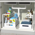 White Metal Pull Out Under Sink Organizer with Sliding Drawer B908