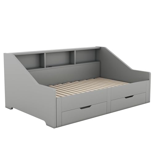 White Wood Twin to King Daybed with Trundle and Storage L94768