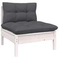 White Solid Pinewood Patio Sofa with Cushions K353859