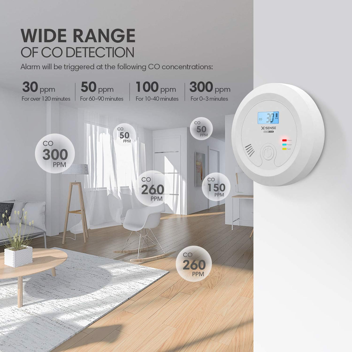 Carbon Monoxide Detector Alarm with Digital Display, Pack of 2 P874