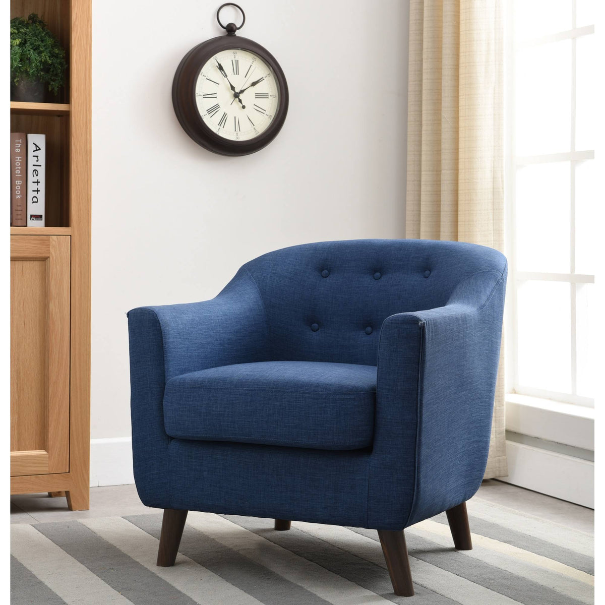 Light Blue Fabric Barrel Club Chair R886941