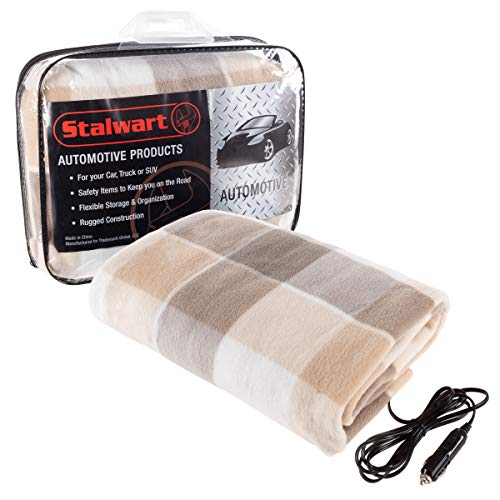 12-Volt Heated Car Blanket Black Plaid K50352