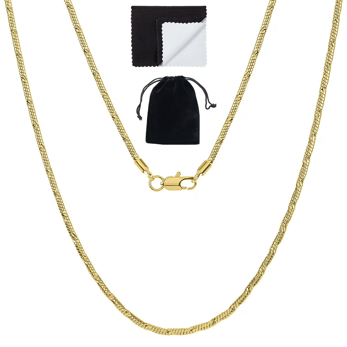 14k Yellow Gold Plated Snake Choker Chain Necklace, 16 inches V20196
