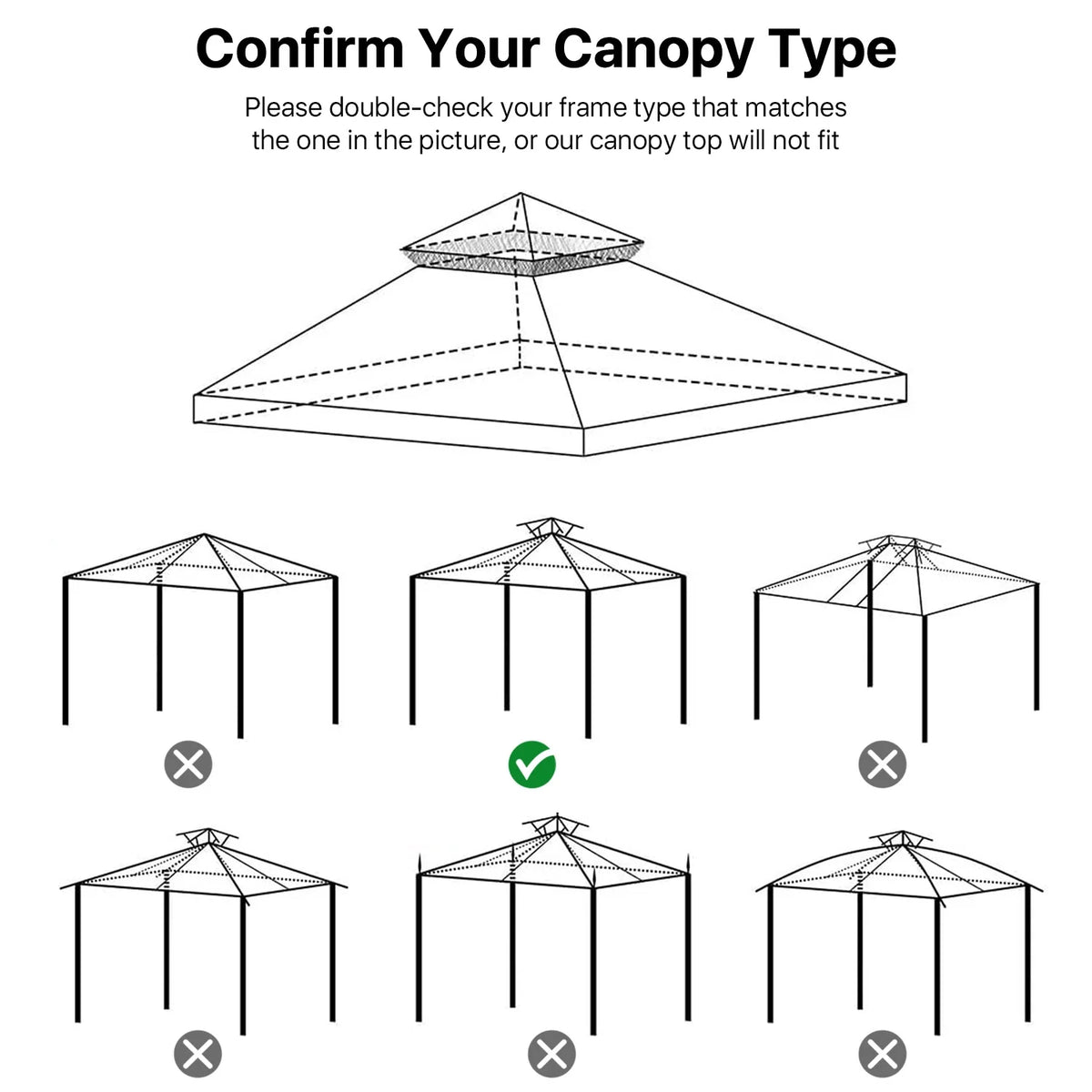Ivory 8 x 8 Feet Gazebo Canopy Top Replacement Cover with Plain Edge Polyester B421233