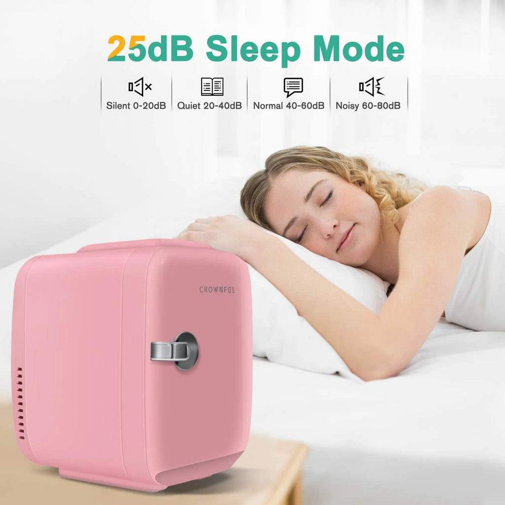 4 Liter 6 Can Portable Cooler and Warmer Pink Mini Fridge V52191