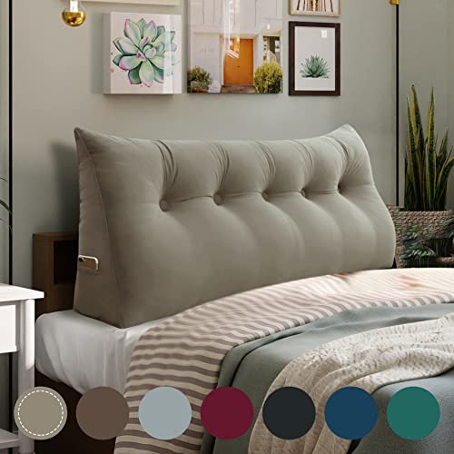 Large Blue Velvet Bed Wedge Pillow with Removable Cover T9443