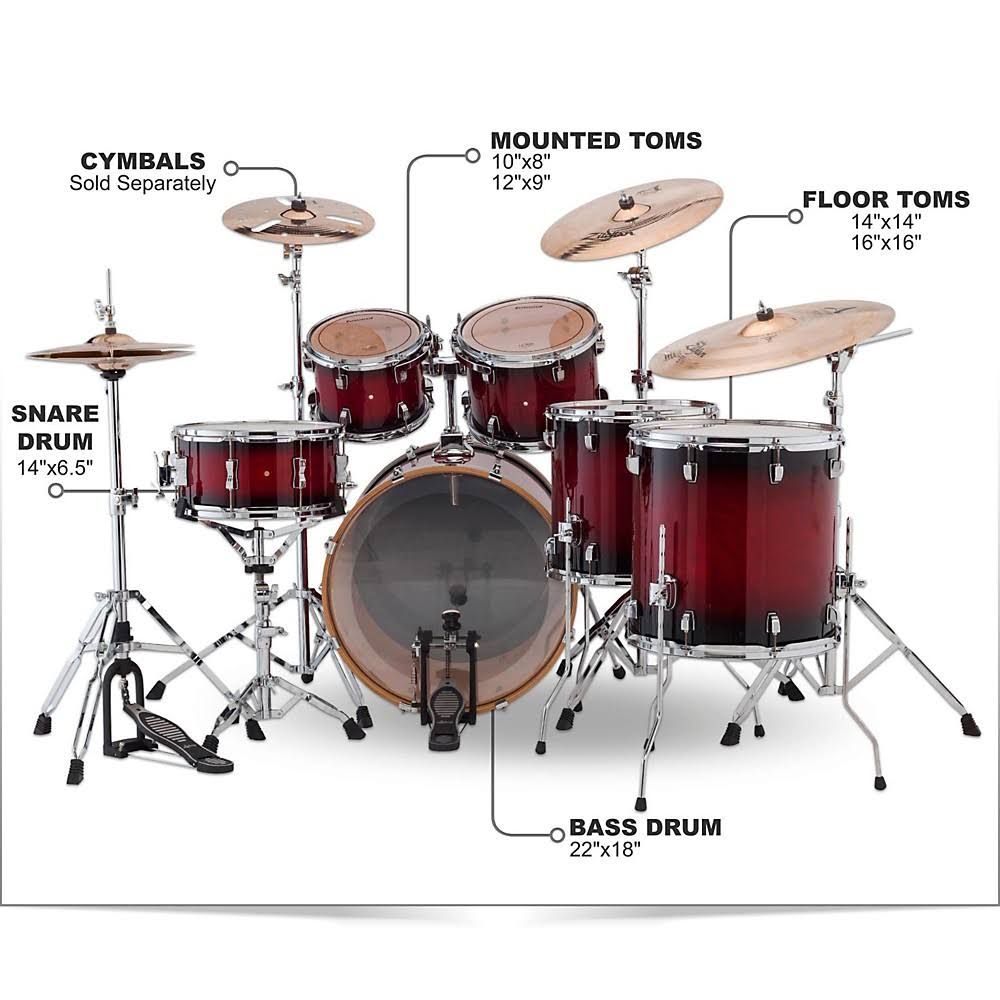 Red Burst 6-Piece Maple Shell Pack D734269
