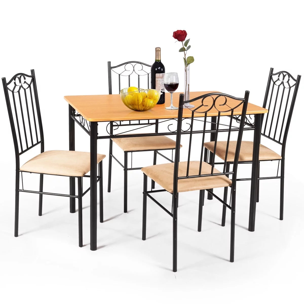 5 PC Wood Metal Dining Set R871270