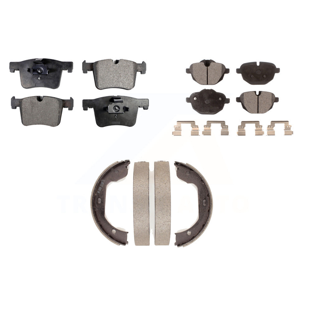 Front Rear Ceramic Brake Pads and Parking Shoes Kit for 2011 BMW X3 xDrive28i O80978