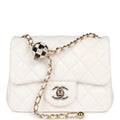 White Lambskin Mini Square Flap Bag N22343
