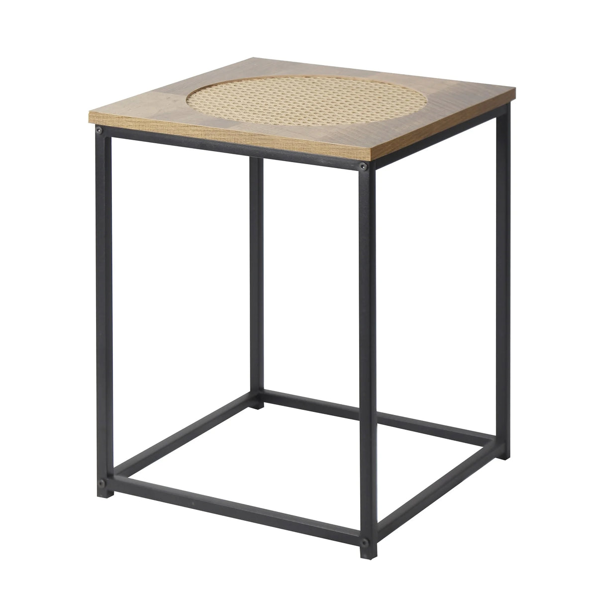 19" Wood Industrial Side Table with Metal Frame Stand H13191