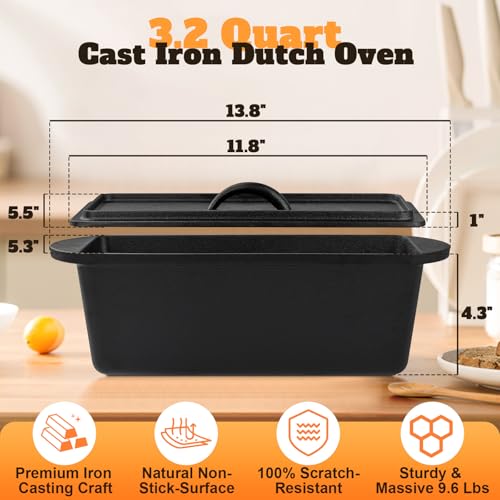 3.2QT Cast Iron Dutch Oven with Lid E312