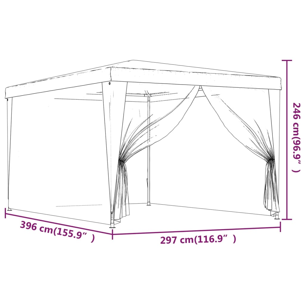 Blue 9.8'x13.1' HDPE Party Tent with 4 Mesh Sidewalls B86249