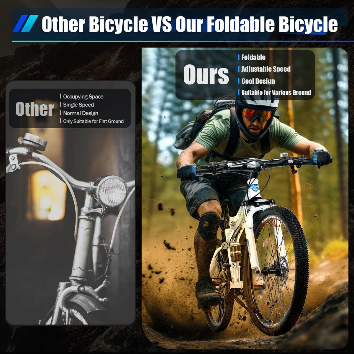26 Mountain Bike 21-Speed Folding Dual Disc Brake Bicycle W669646