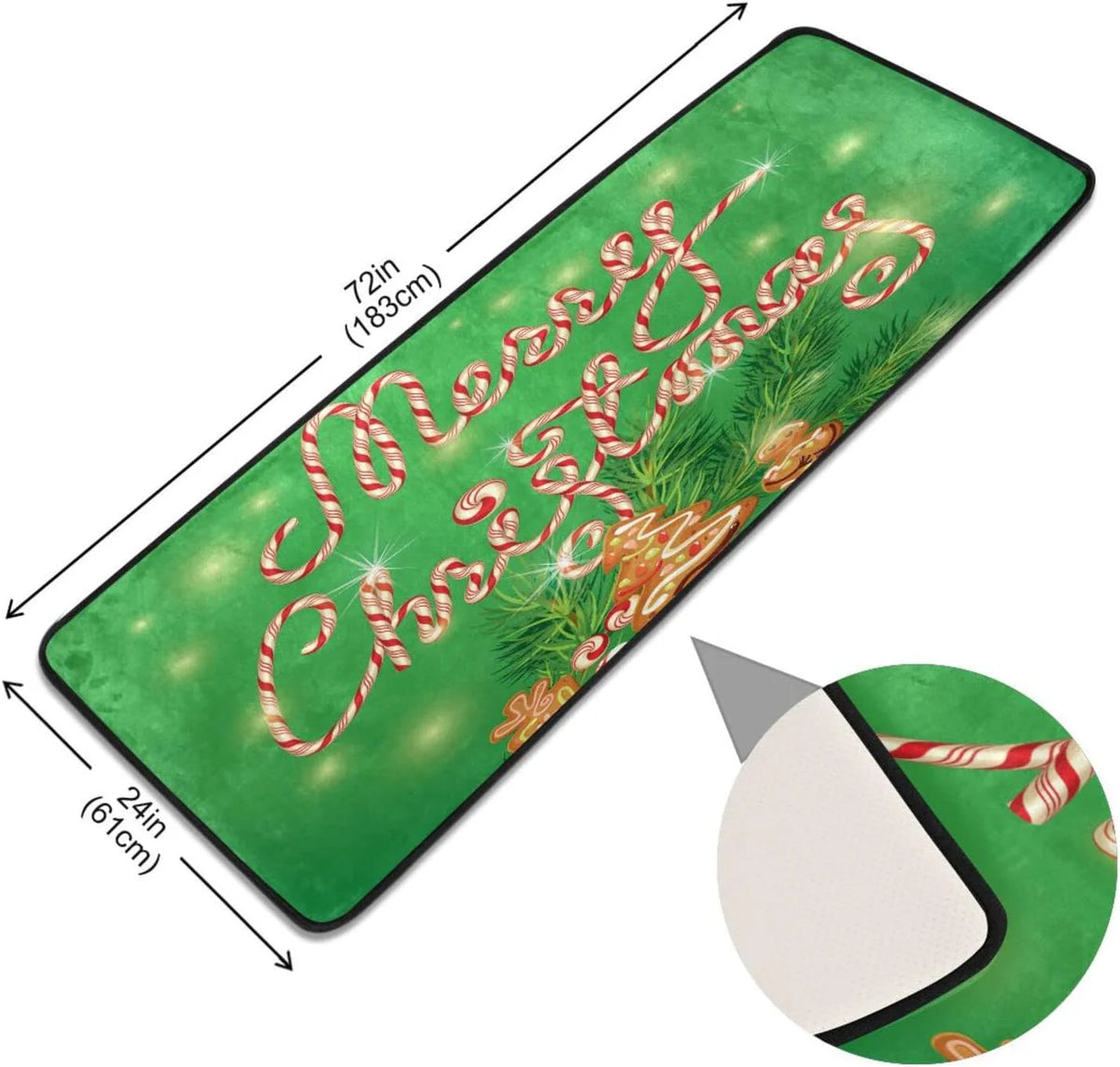 2'x6' Christmas Kitchen Runner Rug with Rubber Backing V60115