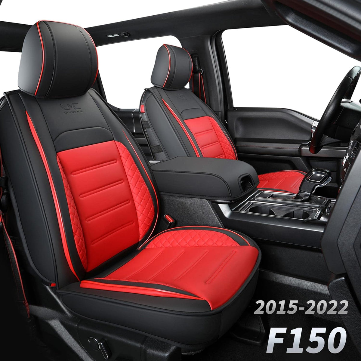 Faux Leather Seat Covers Front Set Black 2 pcs G3520