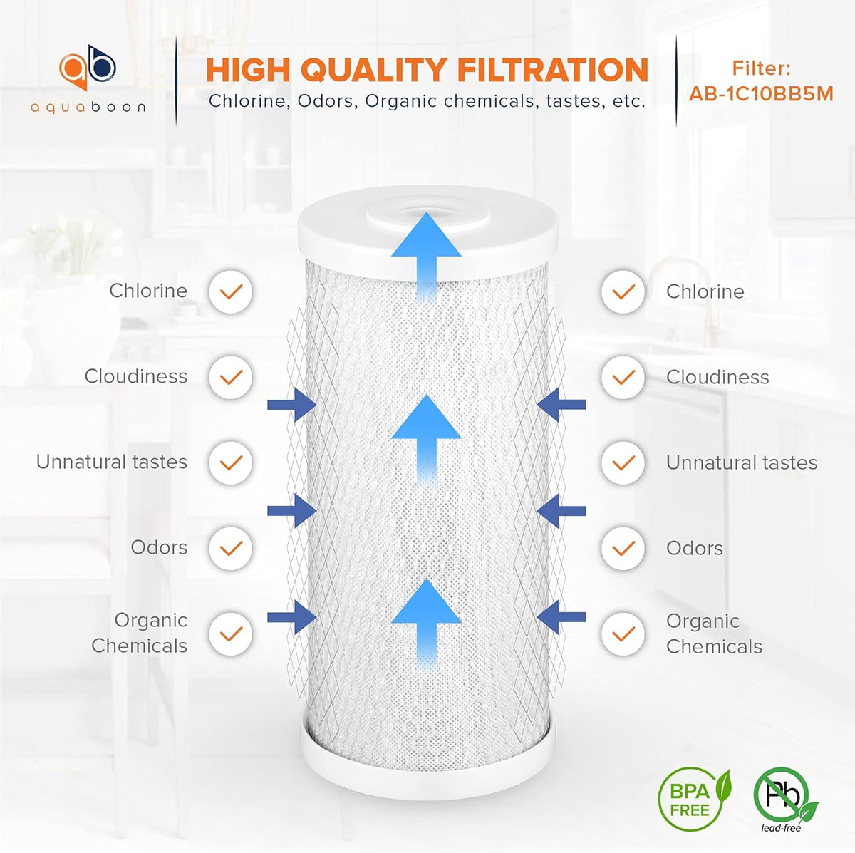 5 Micron 10 x 4.5 CTO Carbon Block & Sediment Replacement Filter Cartridges Set 8 pack V733068