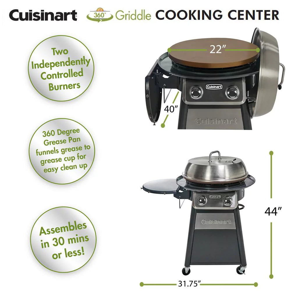 Gray 2-Burner Propane Gas Griddle Cooking Center Z40440