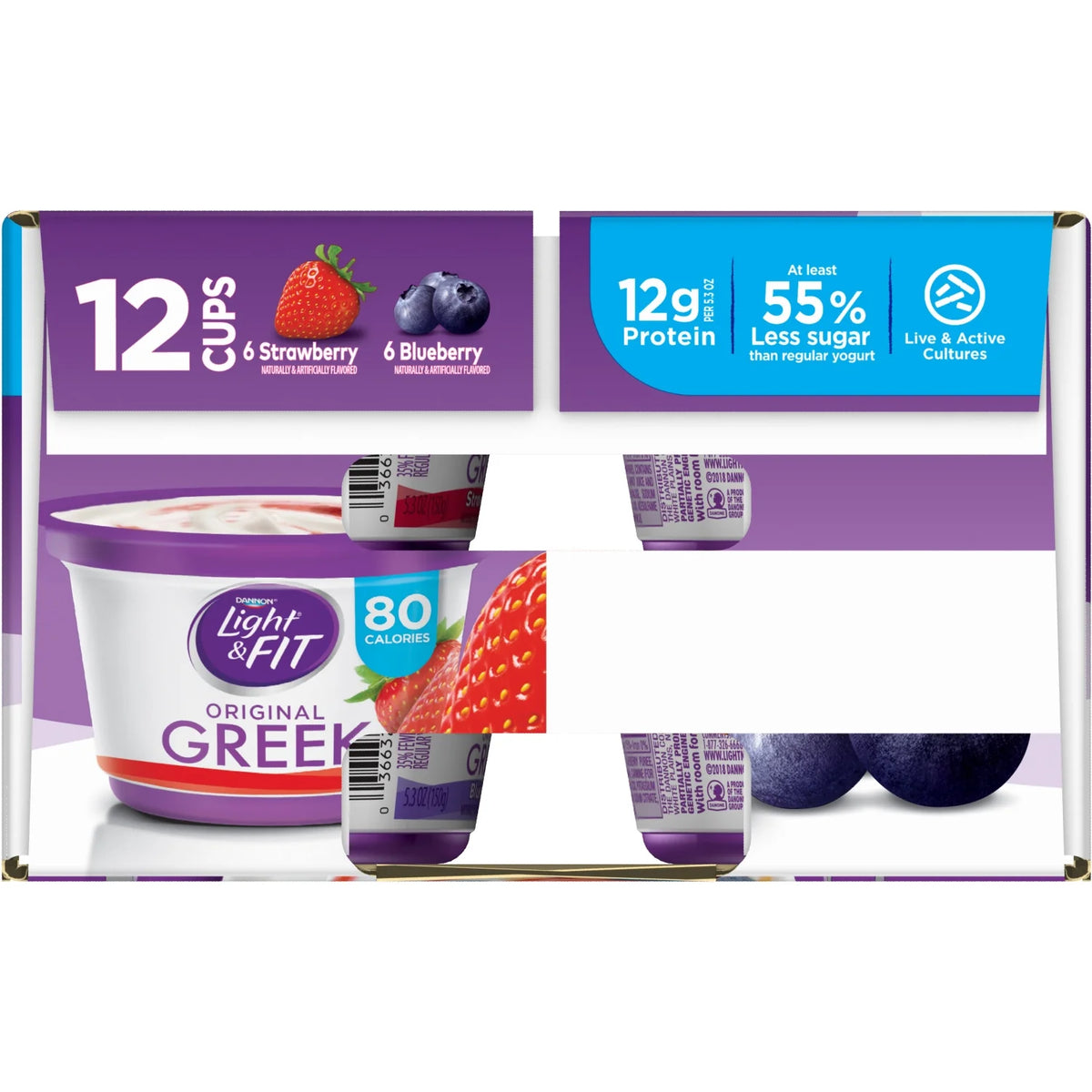 Greek Blended Nonfat Yogurt Strawberry & Blueberry 5.3oz 12 pack S27636