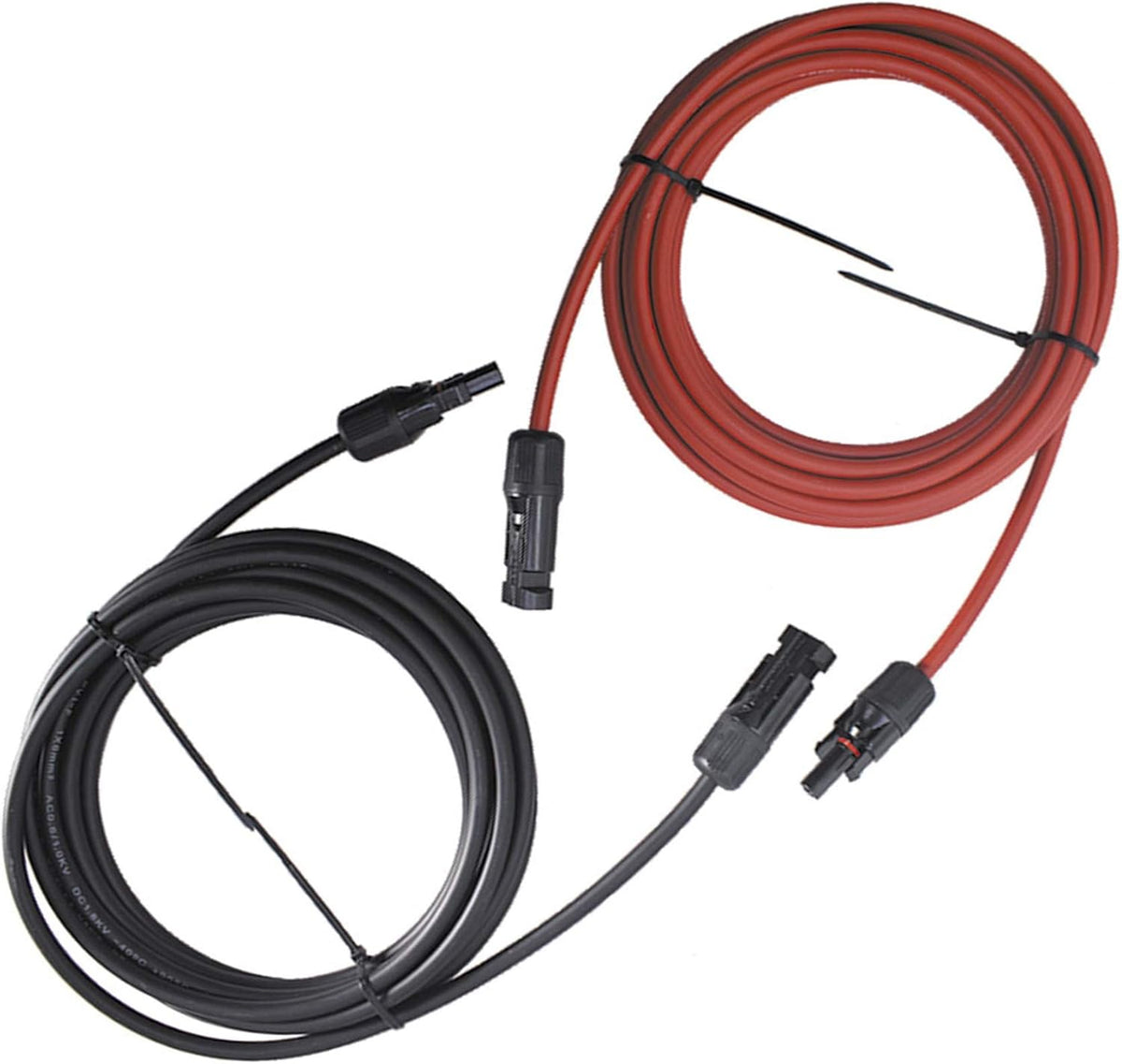 15FT 10AWG Black + Red 10 Gauge Solar Panel Extension Cable with Female and Male Connector, Pack of 2 A815441