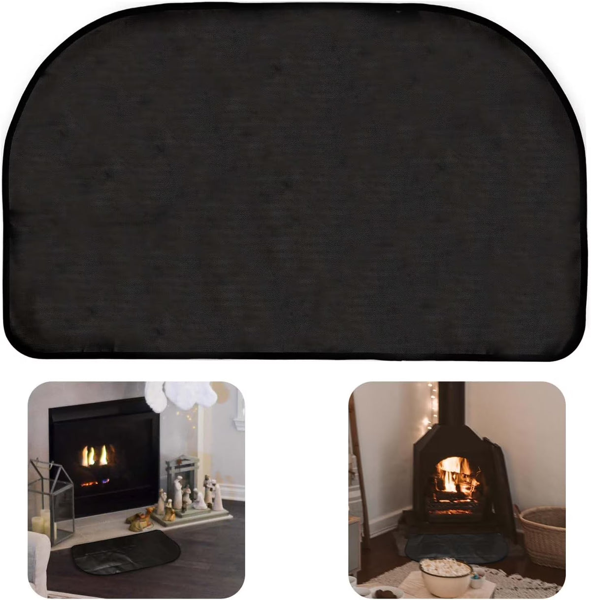 Black 42x24 Inch Fireplace Mat Hearth Pad H733020