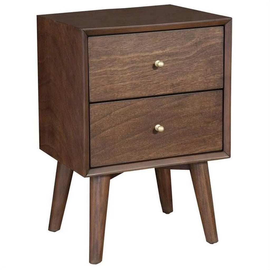 Dark Brown Wood 2 Drawer Nightstand Z7385
