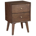 Dark Brown Wood 2 Drawer Nightstand Z7385