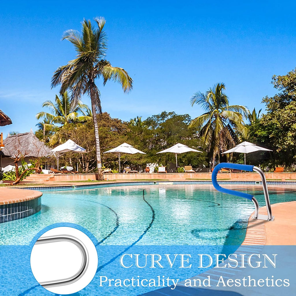 Stainless Steel Pool Hand Rail with Blue Grip Cover M527