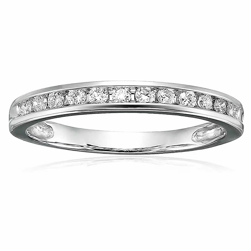 10K White Gold Diamond Wedding Band Size 7 X401499