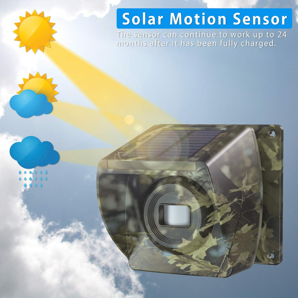 Solar Driveway Alarm Wireless Outdoor Motion Sensor Detector System with Rechargeable Battery Weatherproof Mute Mode 1&4-Camouflage K32393