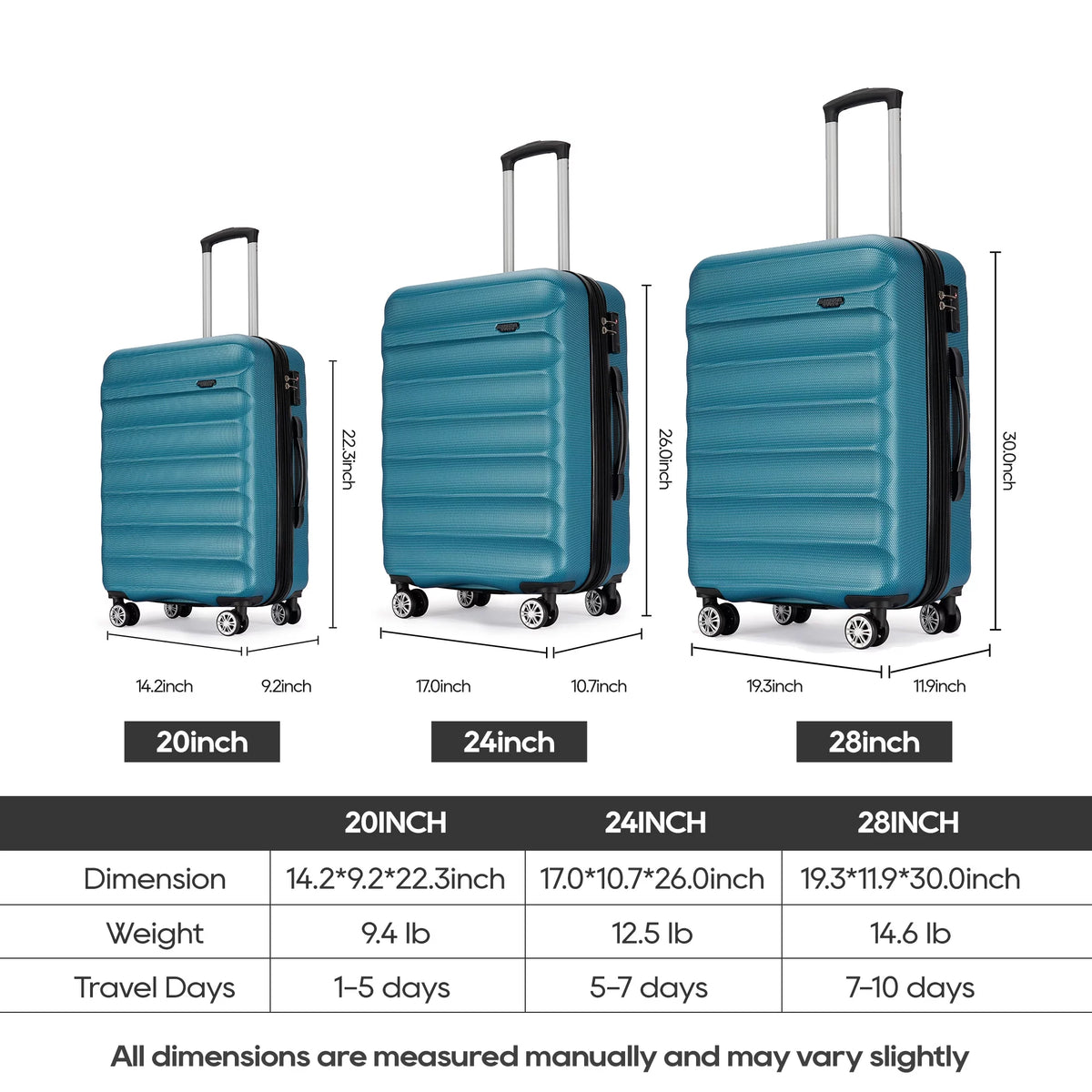 Expandable Hard Shell 3 Piece Luggage Set with Spinner Wheels V49643
