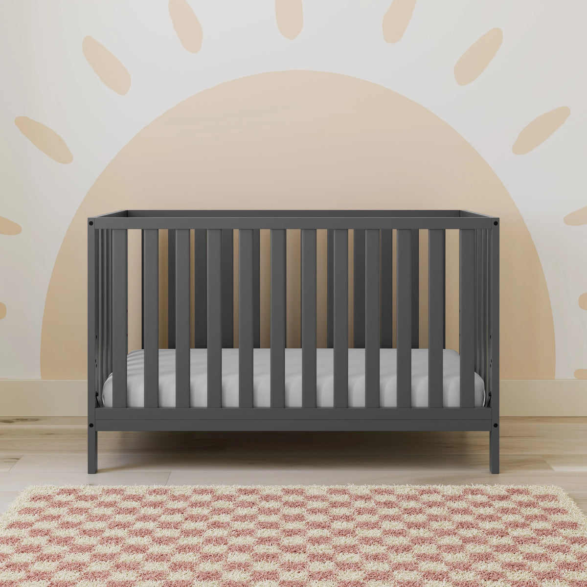 Gray 4-in-1 Convertible Baby Crib Q87360