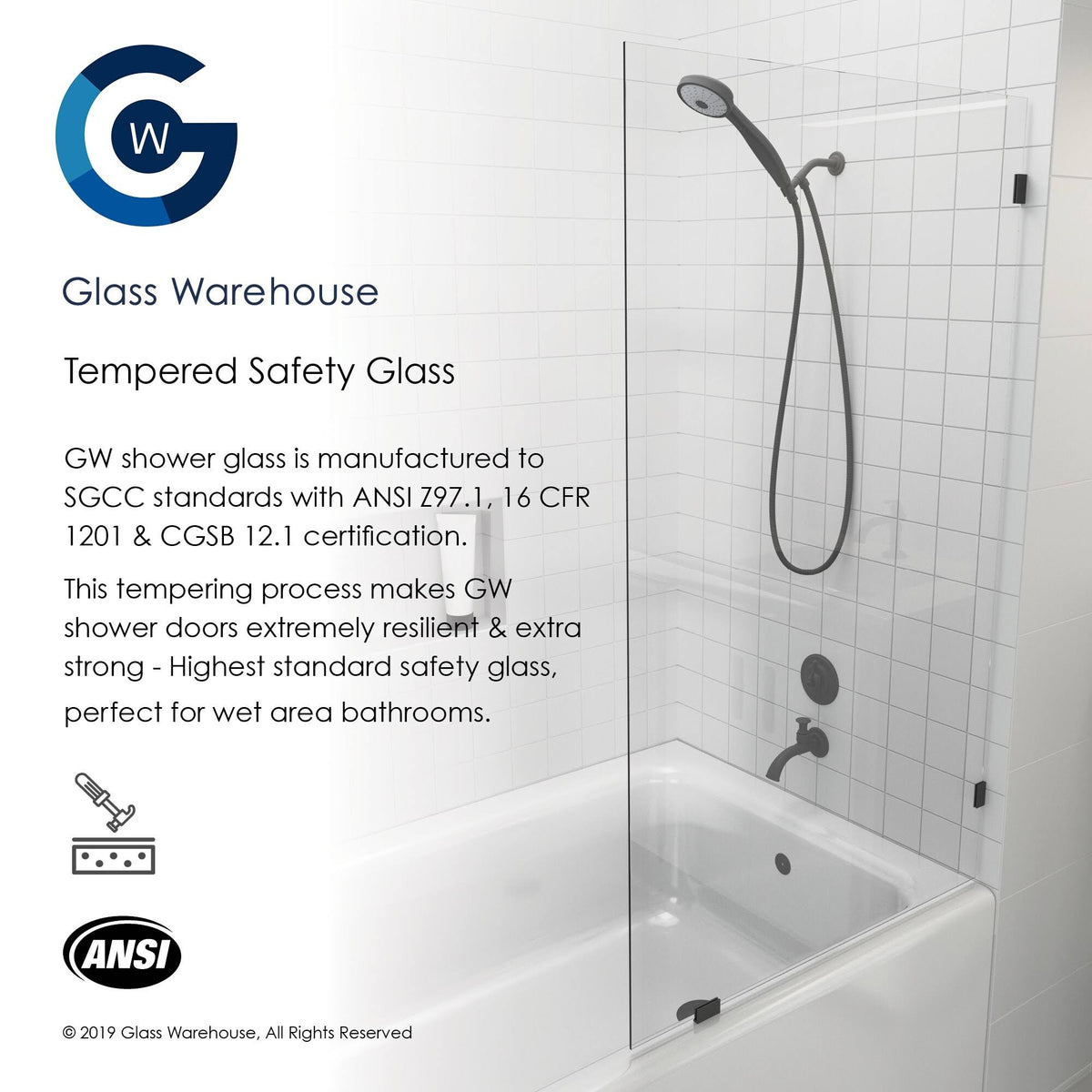 Frameless Shower Bath Fixed Panel I515