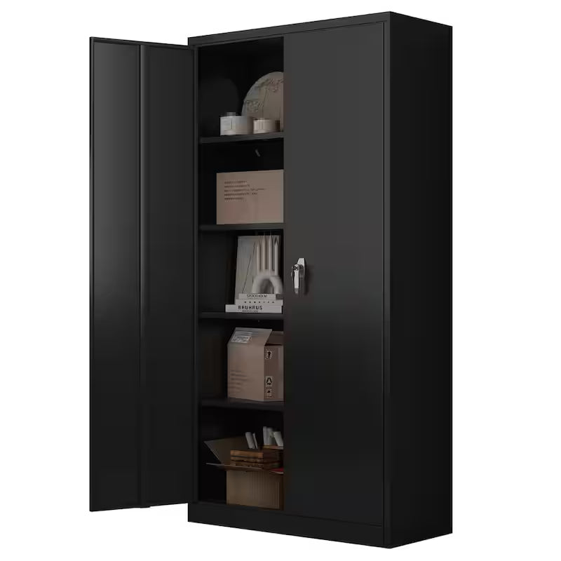 Metal Storage Cabinet Set in Black J25441