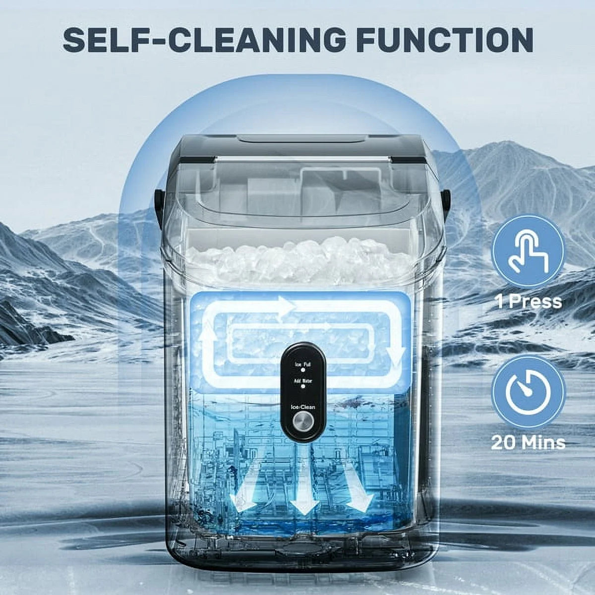 Nugget Ice Maker Countertop with Soft Chewable Pellet Ice, 33lbs/24H, Self-Cleaning, Stainless Steel E99872