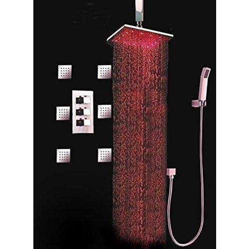 10x22 LED Rainfall Shower Head with 6 Massage Jet L223