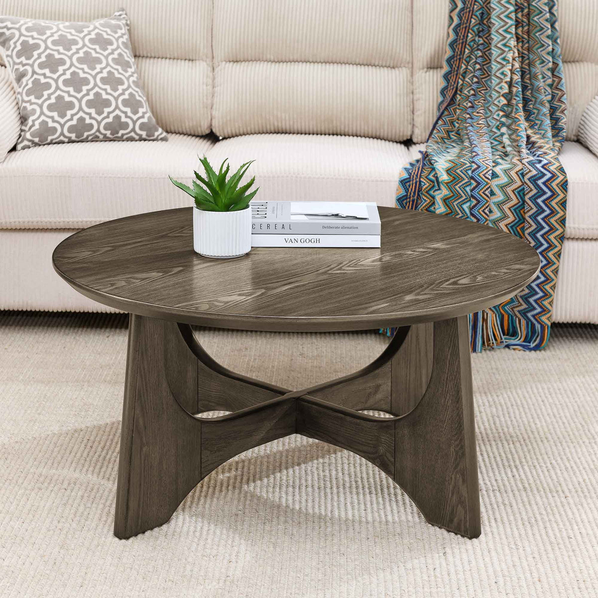 36" Round Wooden Coffee Table X688