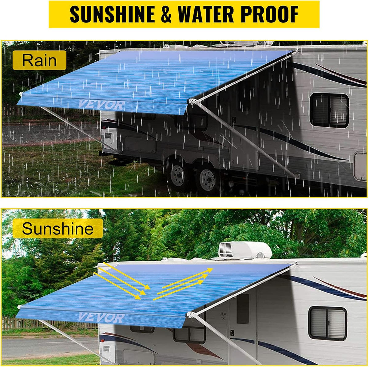 18' Ocean Blue Vinyl RV Awning Fabric Replacement S16013