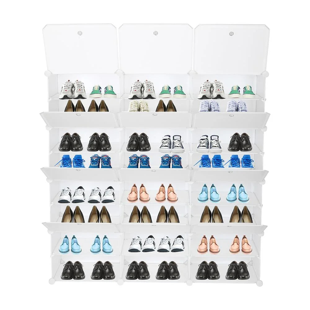 12 Cubes Stackable Shoe Storage Cabinet 8 Tiers White W924